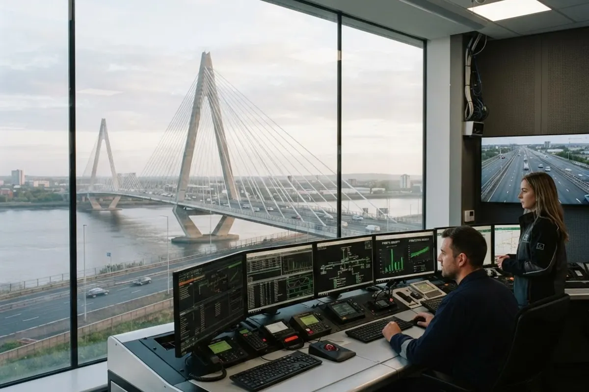 Ponte moderno visto da una sala operativa