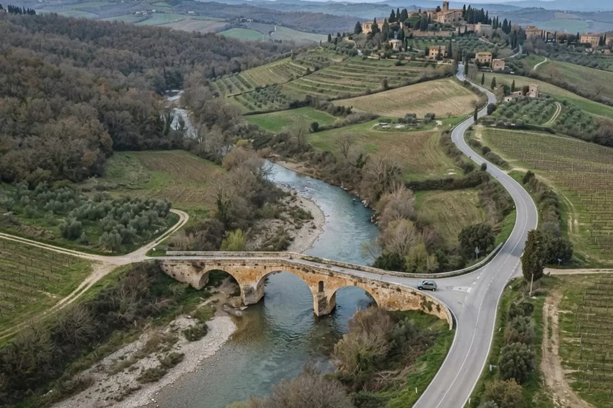 Piccolo ponte stradale visto dall’alto