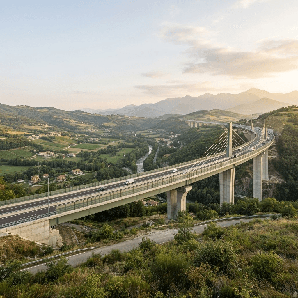 Ponte e viadotto in un paesaggio italiano
